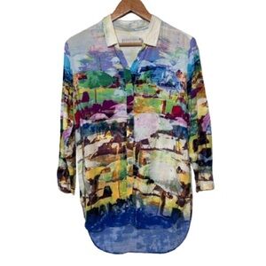 Jam’s World Artsy Colorful Côte d'Azur France Beach Print Button Down Shirt S